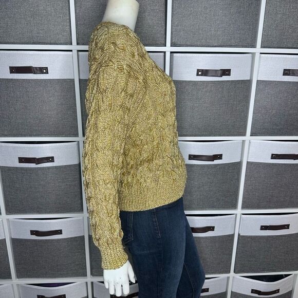 Lillie Rubin Exclusive Vintage Gold Metallic Beaded Sweater Size Small - Picture 4 of 10